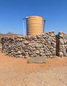 Wall built around a water pump.
